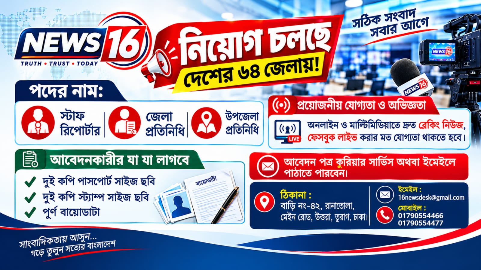 নিয়োগ চলছে দেশের ৬৪ জেলায়